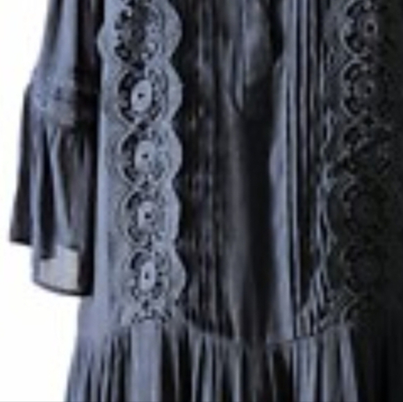 Loft Dress Ruffles and Lace Relaxed Fit Navy Size 6 - Picture 6 of 17